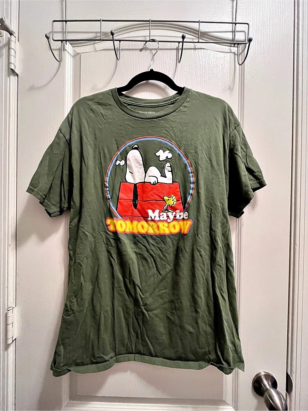 Peanuts Hybrid Maybe Tomorrow Graphic Tee in Green Large
